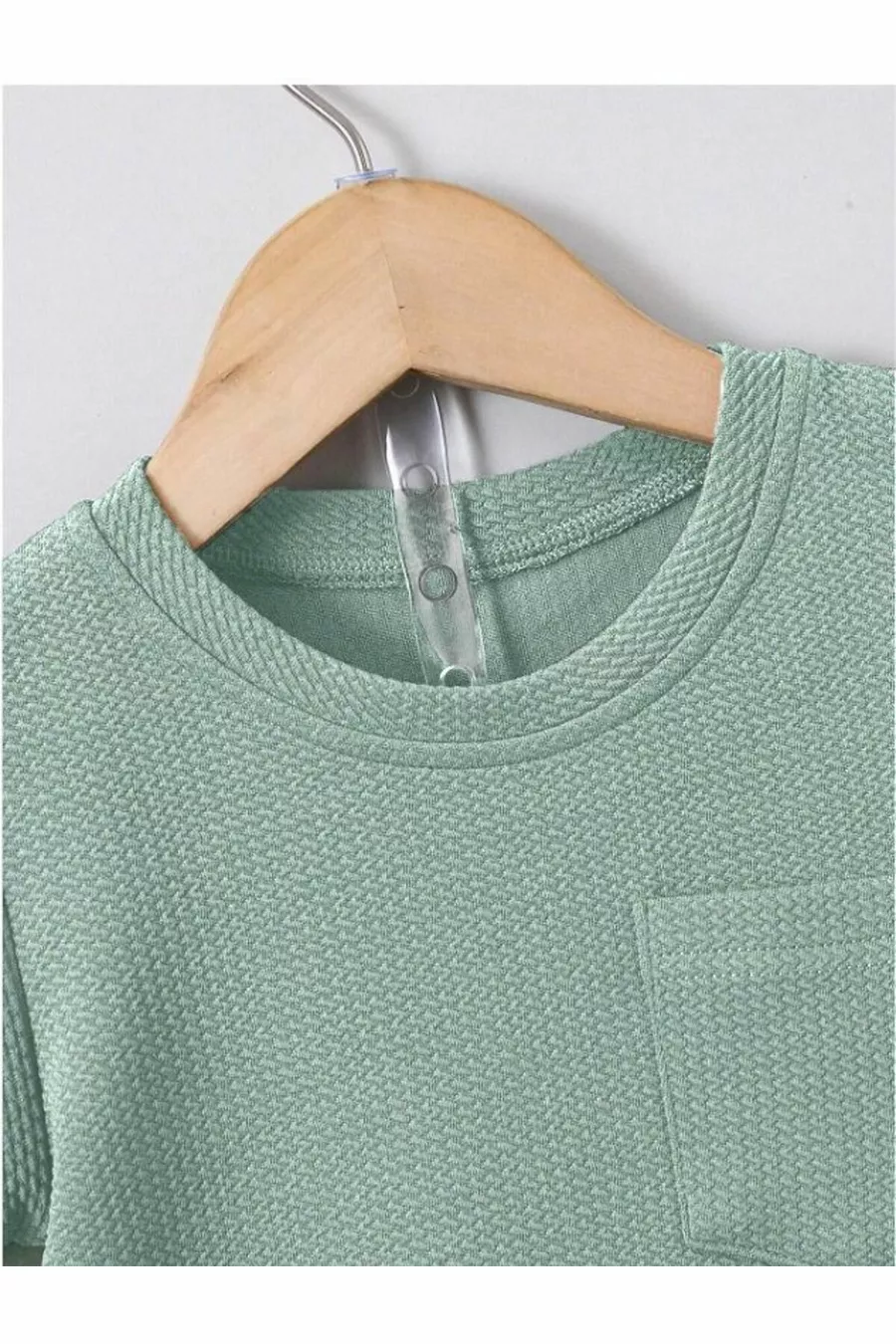 Ensemble d'été 2 pièces en tissu gaufré en coton avec détails de poche