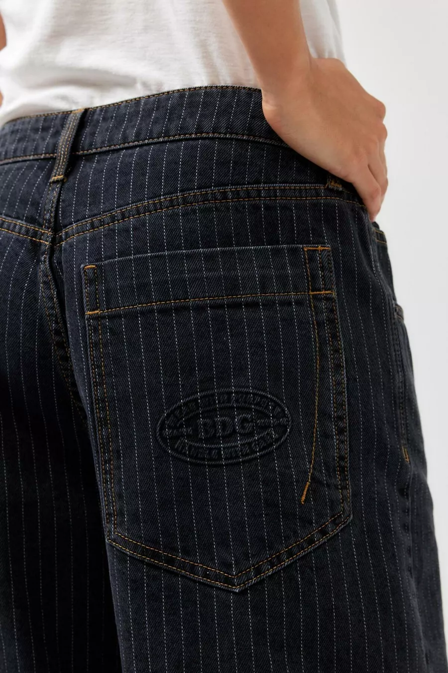 Jean Baggy Boyfriend à Rayures Détaillées
