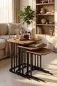 Table Basse Gigogne Pied Métal Ensemble de 3 Tables d'Appoint pour Canapé Zino Pin Atlantique