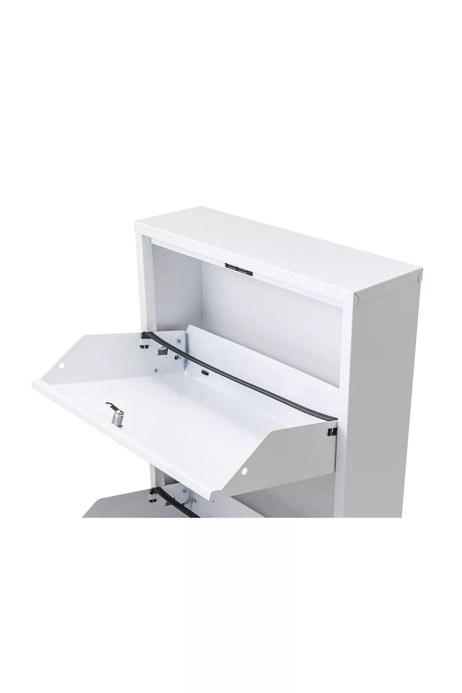 Meuble à chaussures en métal à 4 compartiments avec serrure - blanc -