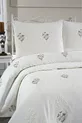 Housse de lit double 3 pièces en chenille brodée Gardenlove, couleur crème