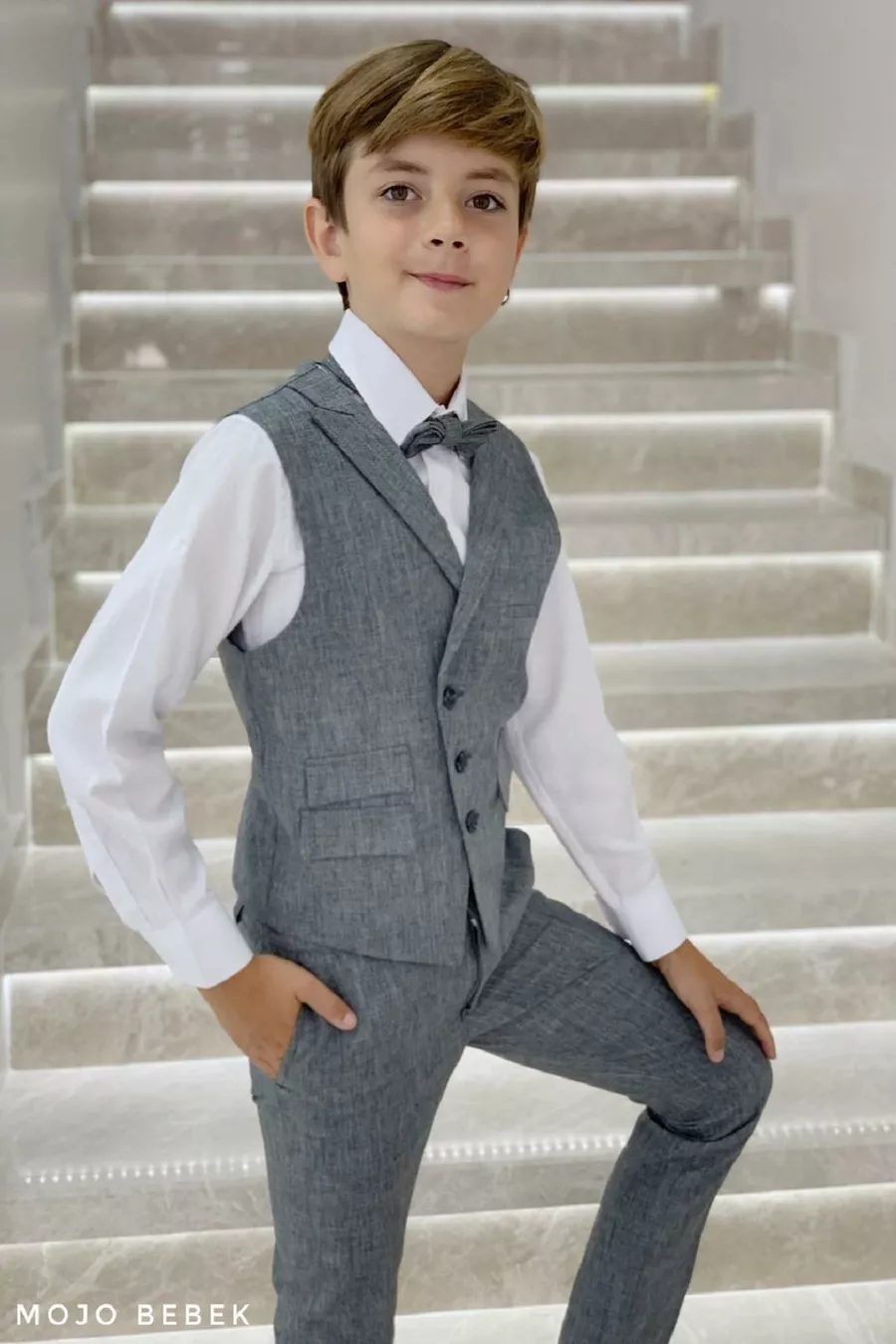 Ensemble sportif avec gilet pour garçon Mojo, détails de poche,  Gris
