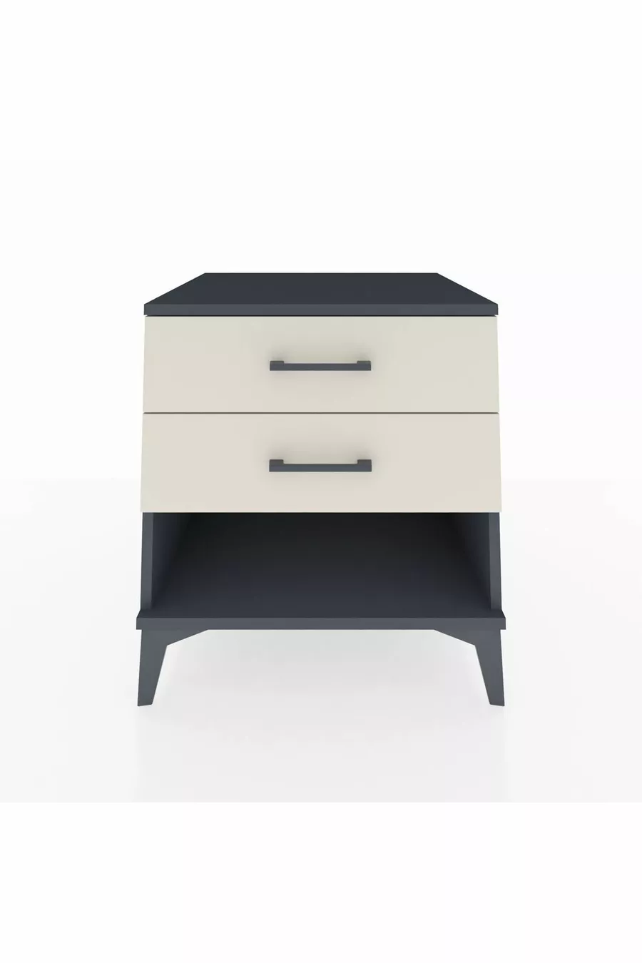 Table de chevet Kronos à 2 tiroirs Anthracite-Pierre de lune