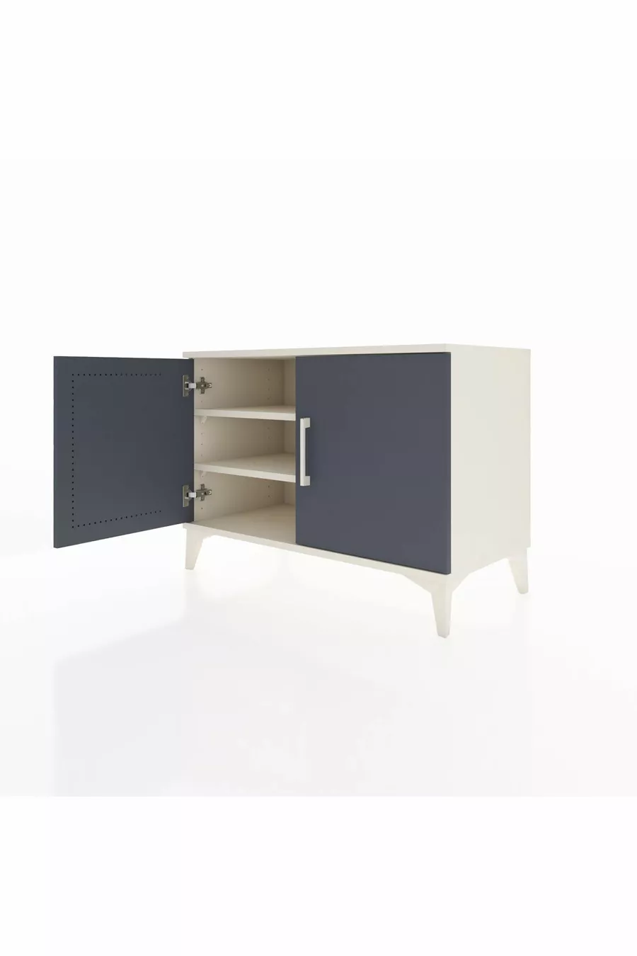 Commode Hyperion 2 étagères 2 portes Pierre de lune-Anthracite