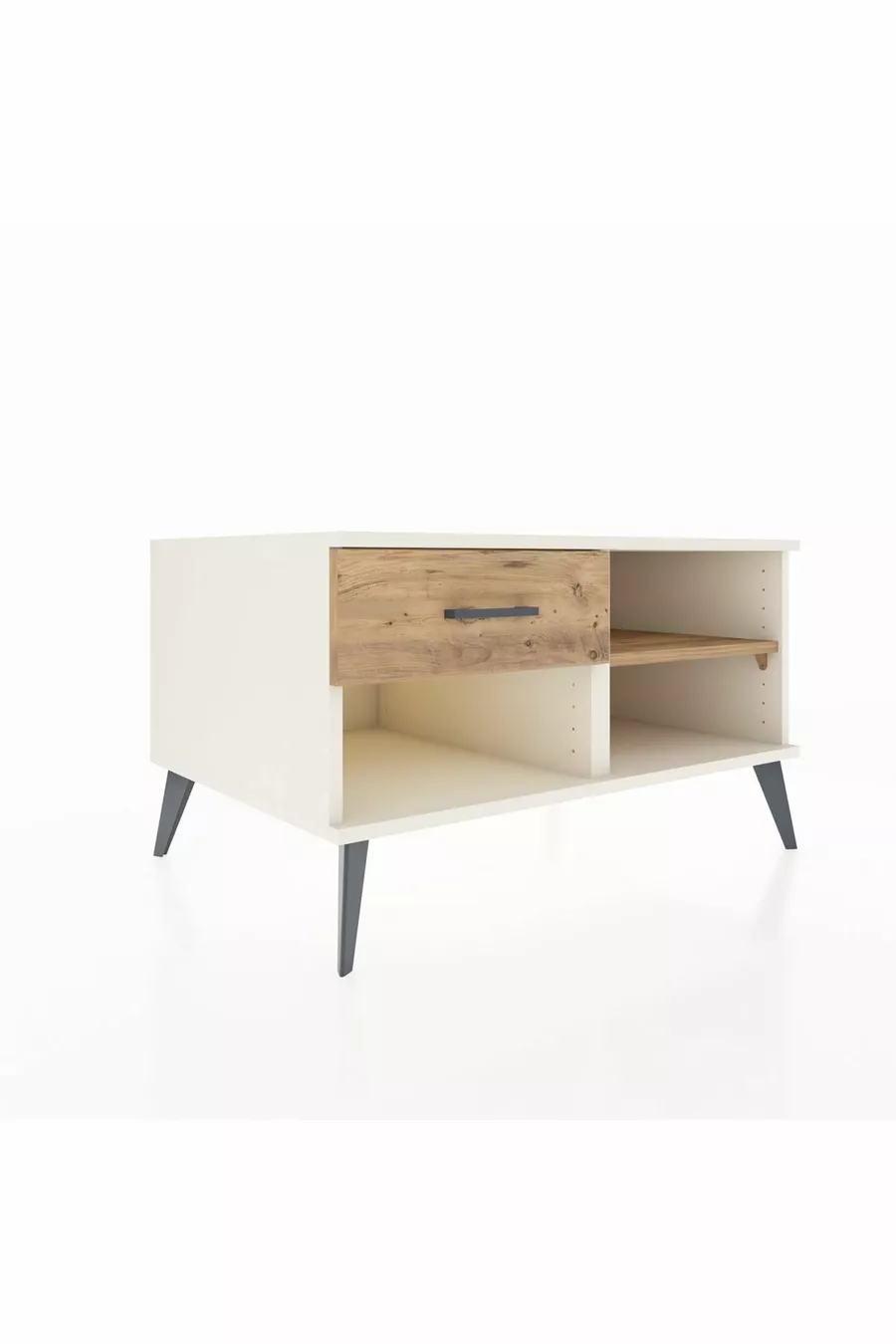 Commode Kronos à une étagère et un tiroir, Pierre de lune-Pin
