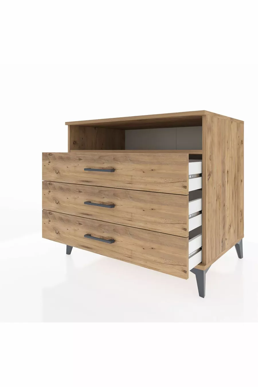 Commode Kronos à une étagère et 3 tiroirs en pin-pin