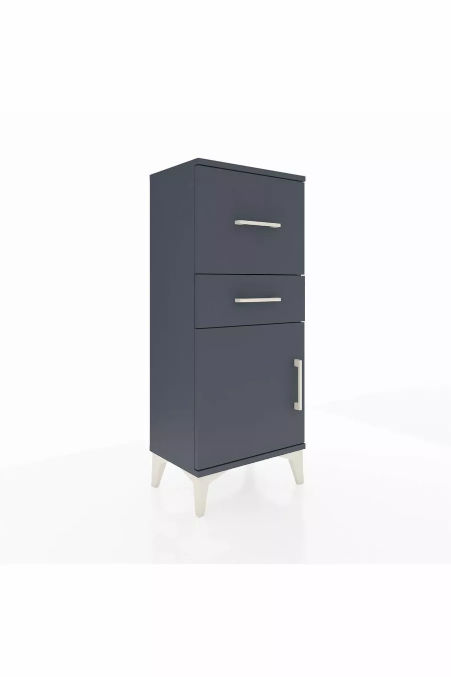 Table de chevet Arges avec une étagère, 2 tiroirs et une porte, Anthracite-Anthracite
