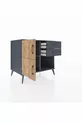 Commode Kronos à une étagère, 2 tiroirs, 2 portes, Anthracite-Pin/Anthracite