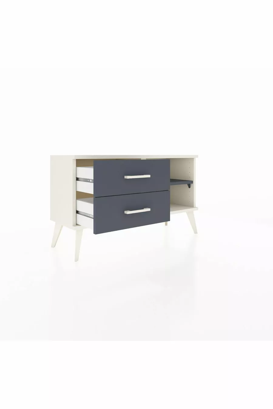 Commode Arges à une étagère et 2 tiroirs en pierre d'onyx - Anthracite
