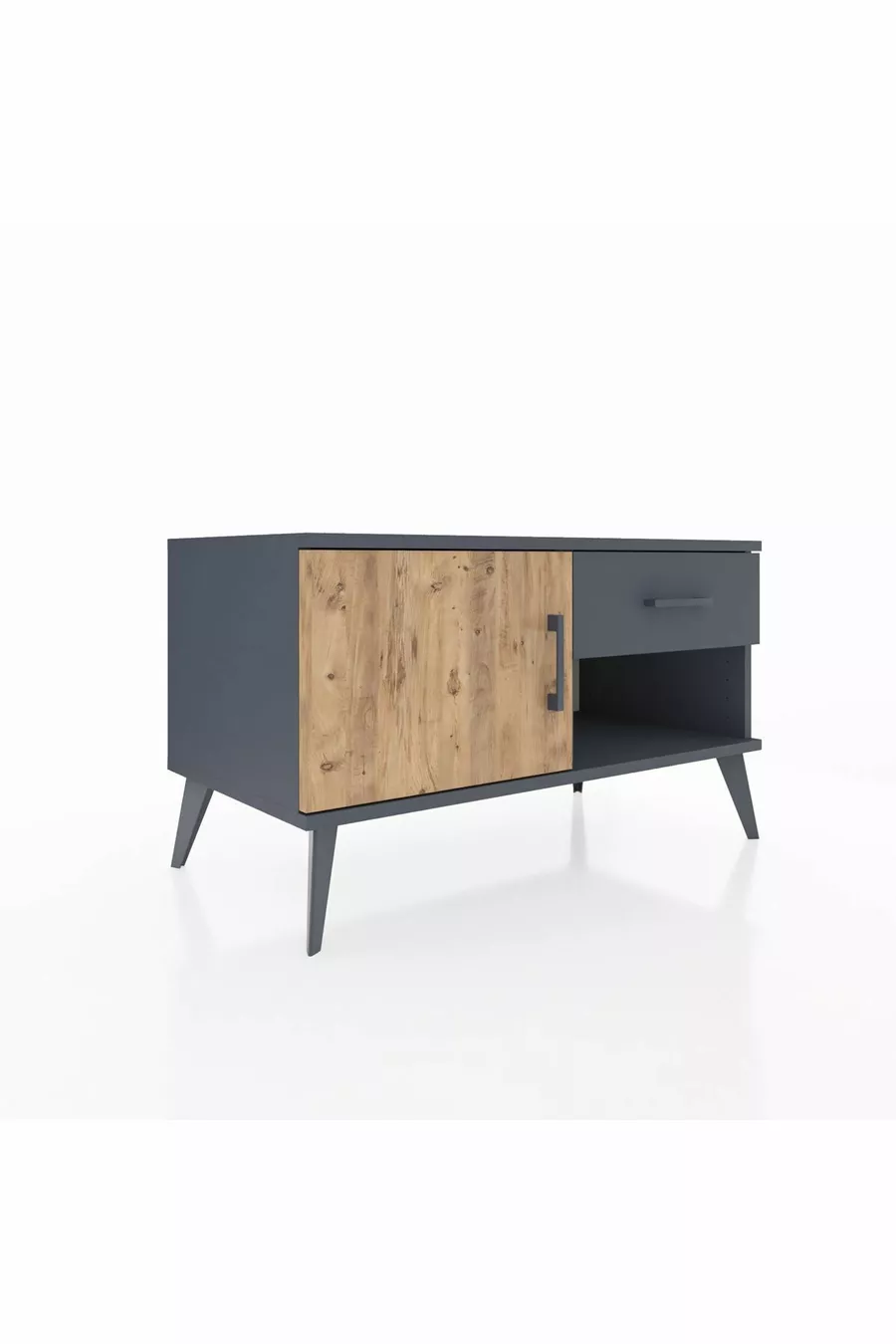 Commode Hyperion avec une seule étagère, un tiroir et une porte, Anthracite-Sapin/Anthracite