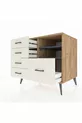Commode Kronos 2 étagères 5 tiroirs Pin-Anthracite / Pierre de Lune