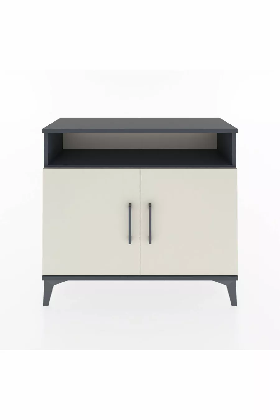 Commode Arges 2 étagères 2 portes Anthracite-Pierre de lune