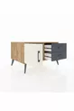 Commode Kronos à une étagère, 2 tiroirs et une porte, Pin-Pierres/Athracite