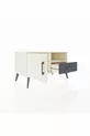 Commode Hyperion à 2 étagères, 1 tiroir, 1 porte, couleur Pierre de lune/Anthracite