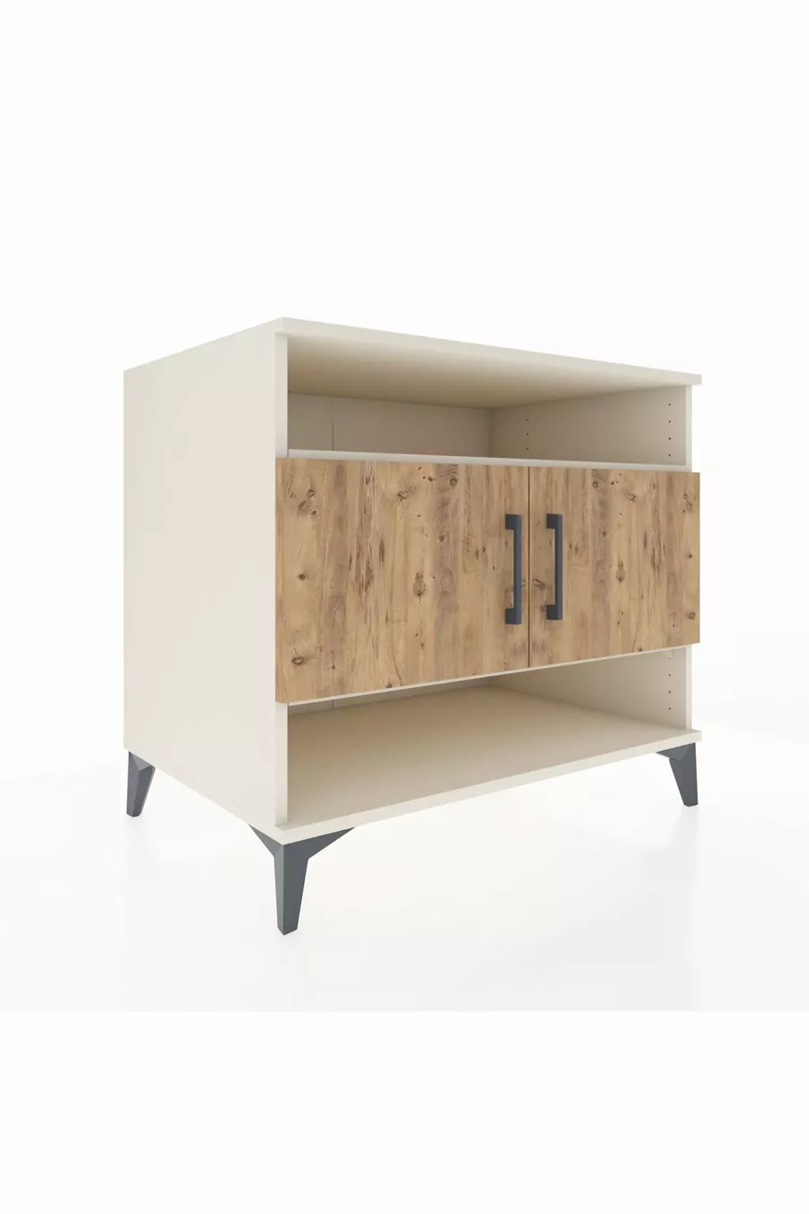 Commode Kronos 3 étagères 2 portes Pierre de Lune-Pin