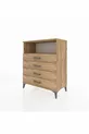 Commode Hyperion à un seul étagère et 4 tiroirs en pin-pin
