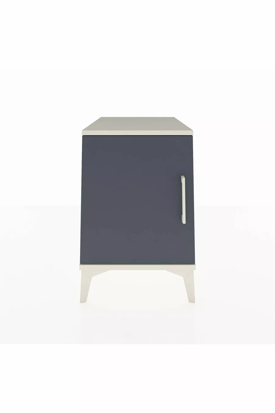 Table de chevet Kronos à 2 étagères avec 1 porte, Pierre de lune-Anthracite