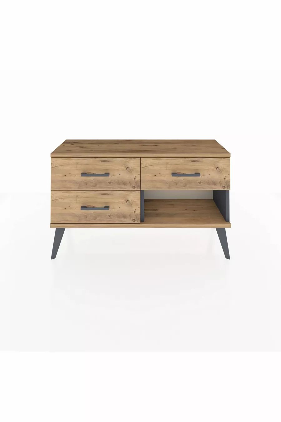 Commode Arges 3 tiroirs Anthracite-Sapin