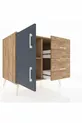 Commode Kronos à une étagère, 2 tiroirs et 2 portes, Pin-Anthracite/Pin