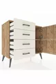 Commode Hyperion avec une seule étagère, 4 tiroirs et 2 portes, pin-pin / pierre d'âme