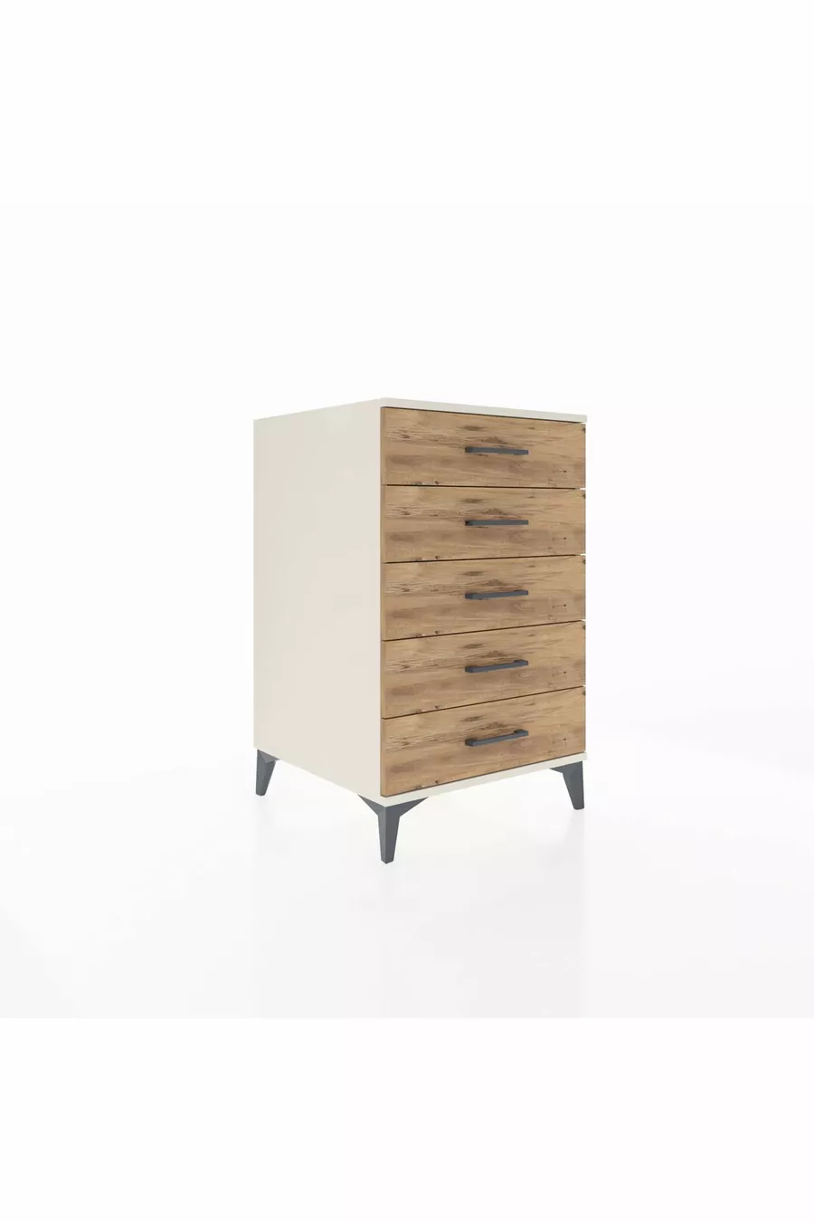 Table de chevet Kronos à 5 tiroirs Aigue-marine-Pin