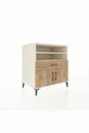 Commode Kronos avec 3 étagères, 1 tiroir et 2 portes, Pierre de Lune-Sapin