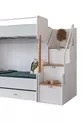 Lit superposé Ranza, lit superposé Vita Bohem avec tiroirs blanc, armoire à 4 portes, 2 matelas Comfort