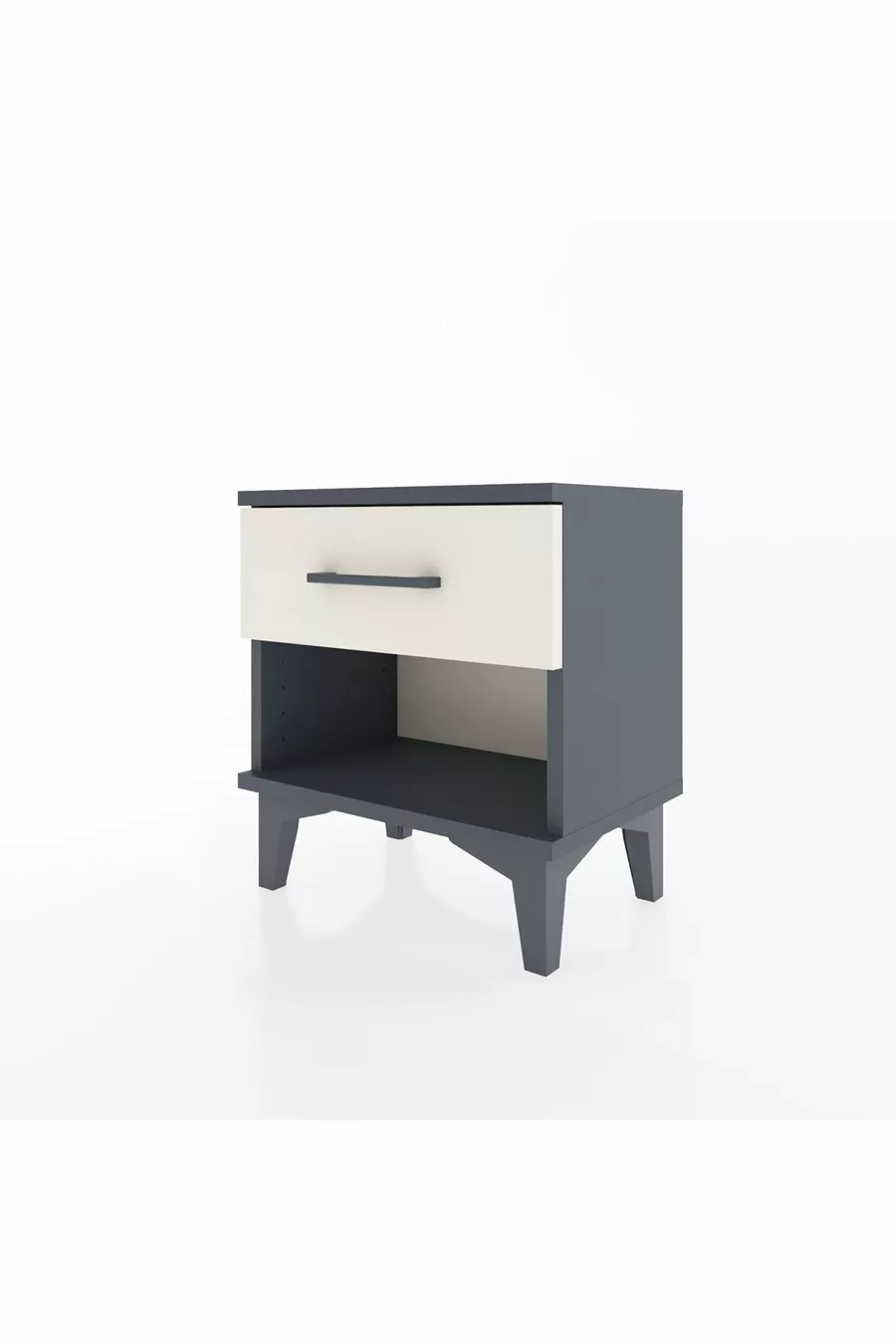 Table de chevet Arges à un tiroir Anthracite-Pierre d'argile
