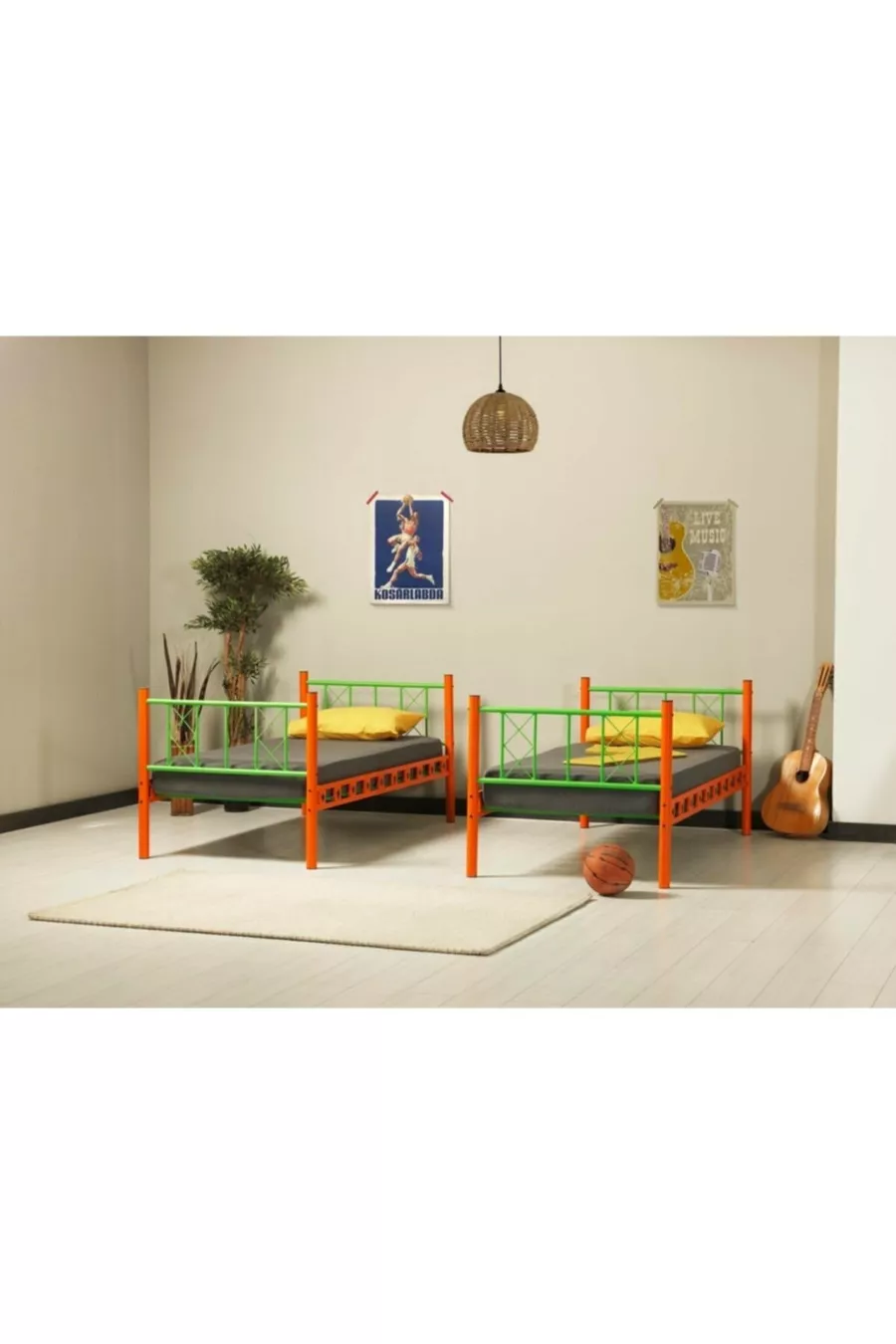Lit superposé en métal pour chambre d'enfant Carme Cm