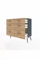 Commode Arges 6 tiroirs Anthracite-Gris pierre / Pin
