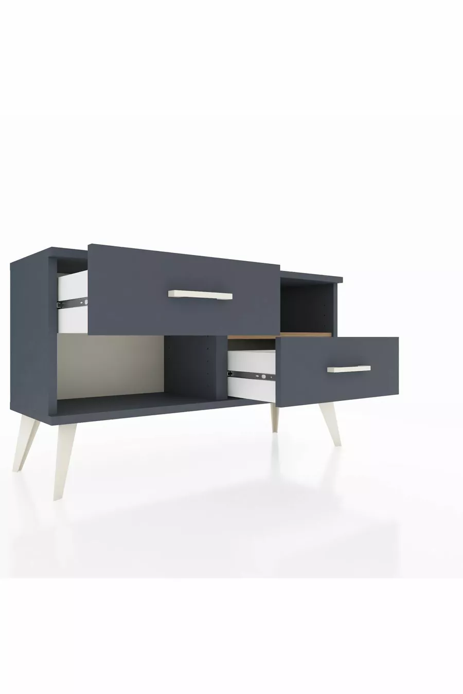 Commode Arges à une étagère et 2 tiroirs Anthracite-Sapin/Anthracite