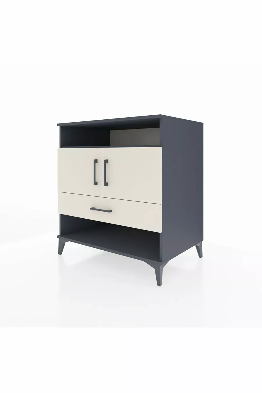 Commode Kronos avec 3 étagères, 1 tiroir et 2 portes, Anthracite-Pierre de lune