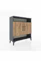 Commode Arges 3 étagères 2 portes Anthracite-Pin