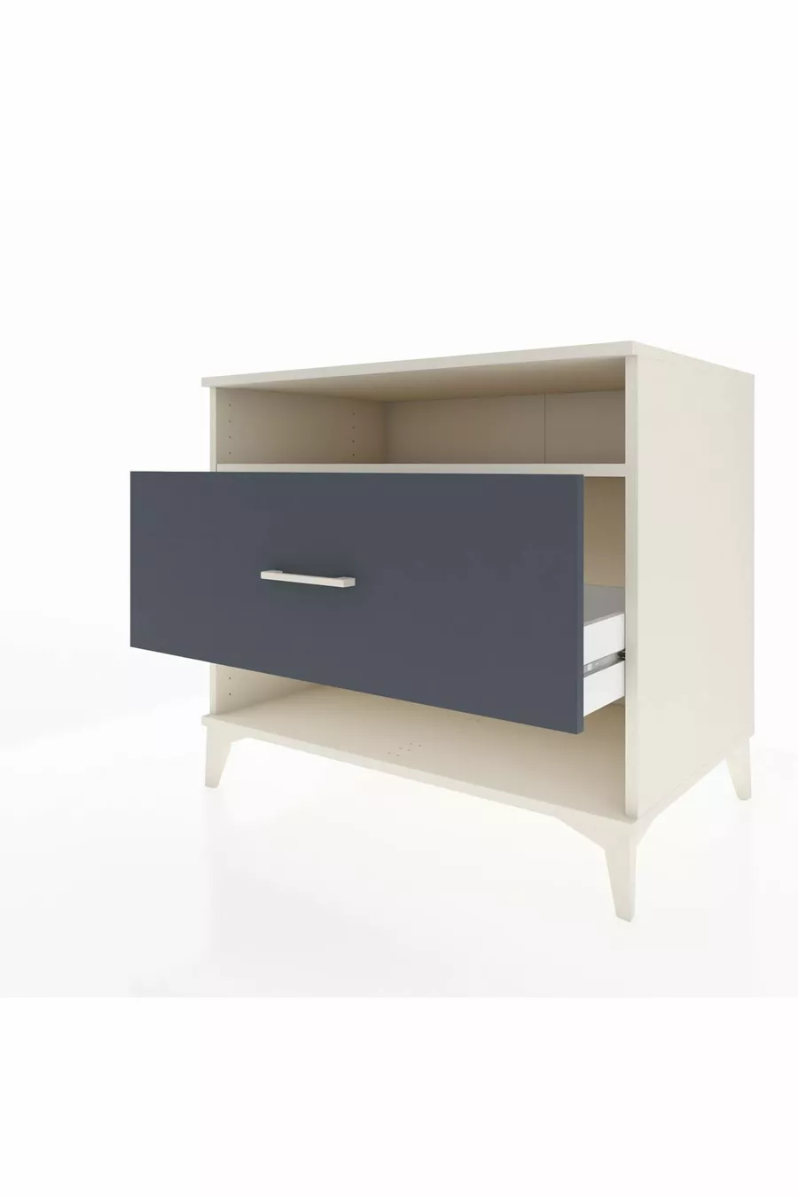 Commode Kronos à une étagère et un tiroir, Pierre de lune-Anthracite