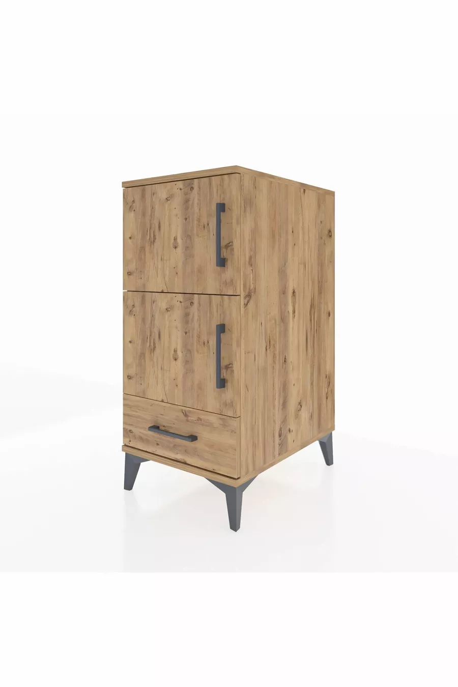 Table de chevet Kronos avec 4 étagères, 1 tiroir et 1 porte, en pin-pins
