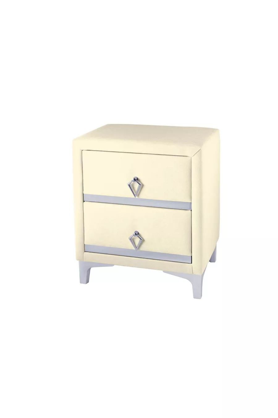 Table de chevet Doppia Linea Silver, à deux tiroirs
