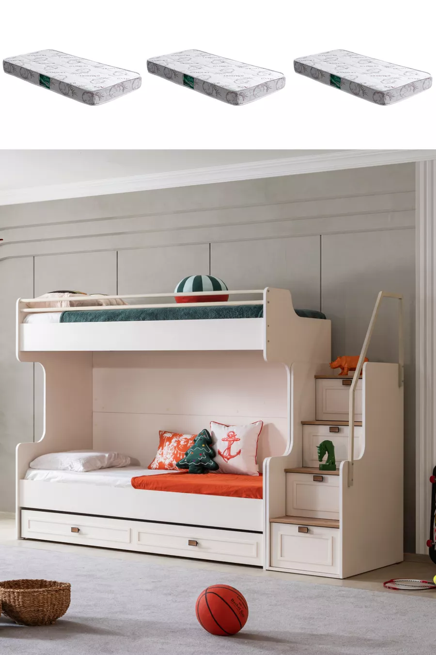 Lits superposés, Lit superposé Zenit Plus avec lit d'appoint, 3 matelas Confort