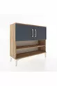 Commode Arges 3 étagères 2 portes Pin-Anthracite