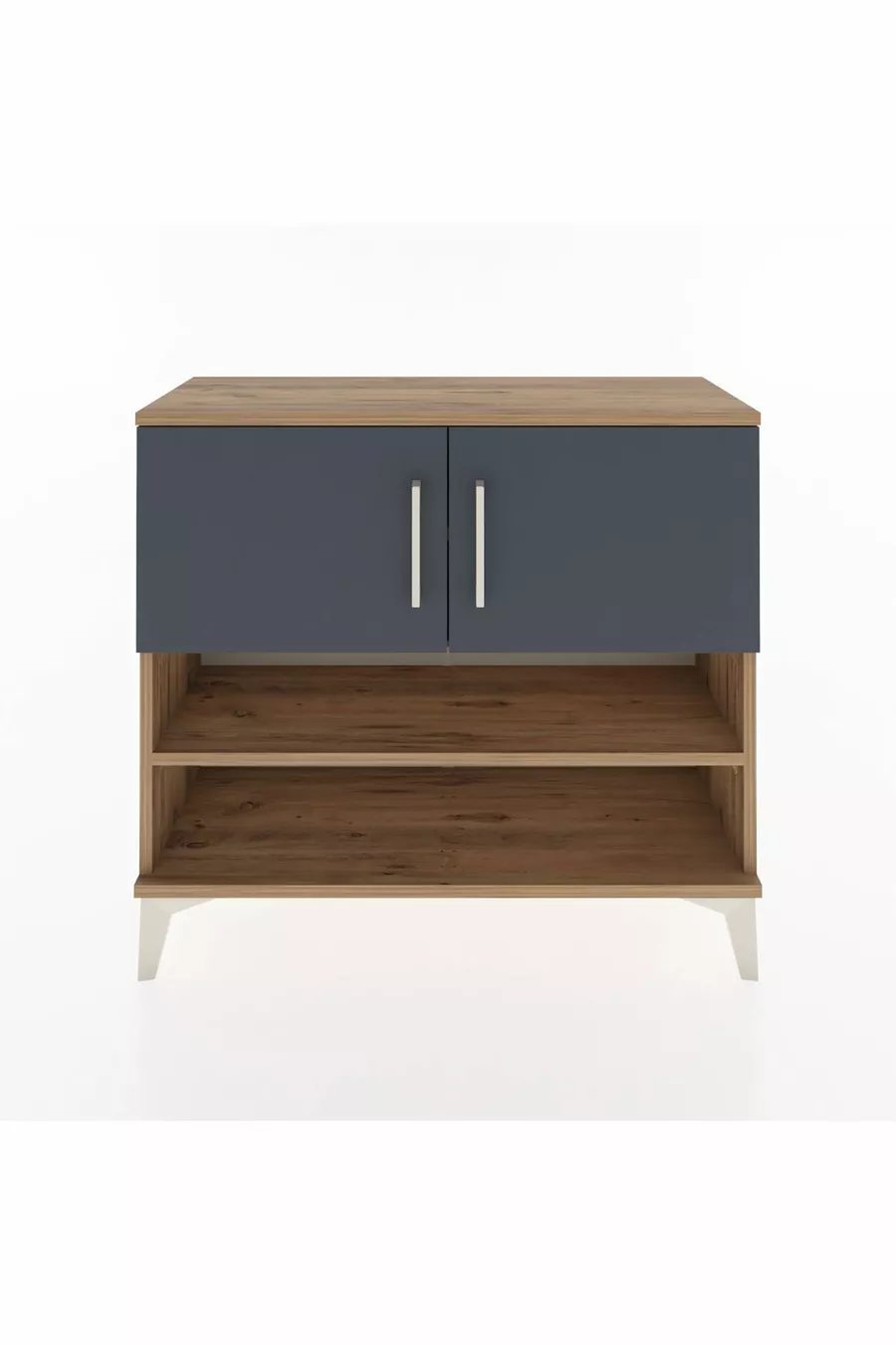Commode Arges 3 étagères 2 portes Pin-Anthracite