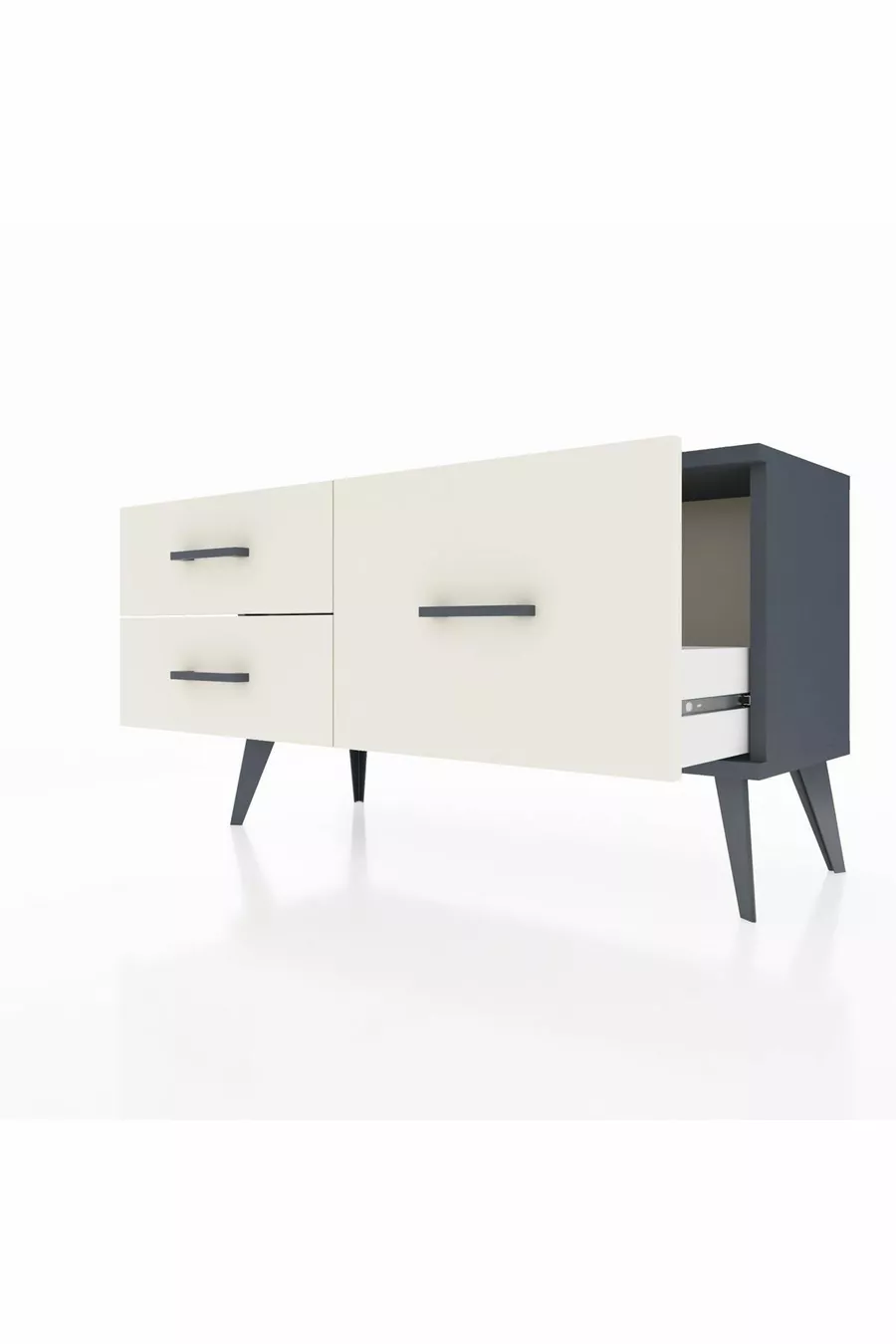 Commode Arges 3 étagères Anthracite-Anthracite/Gris pierre