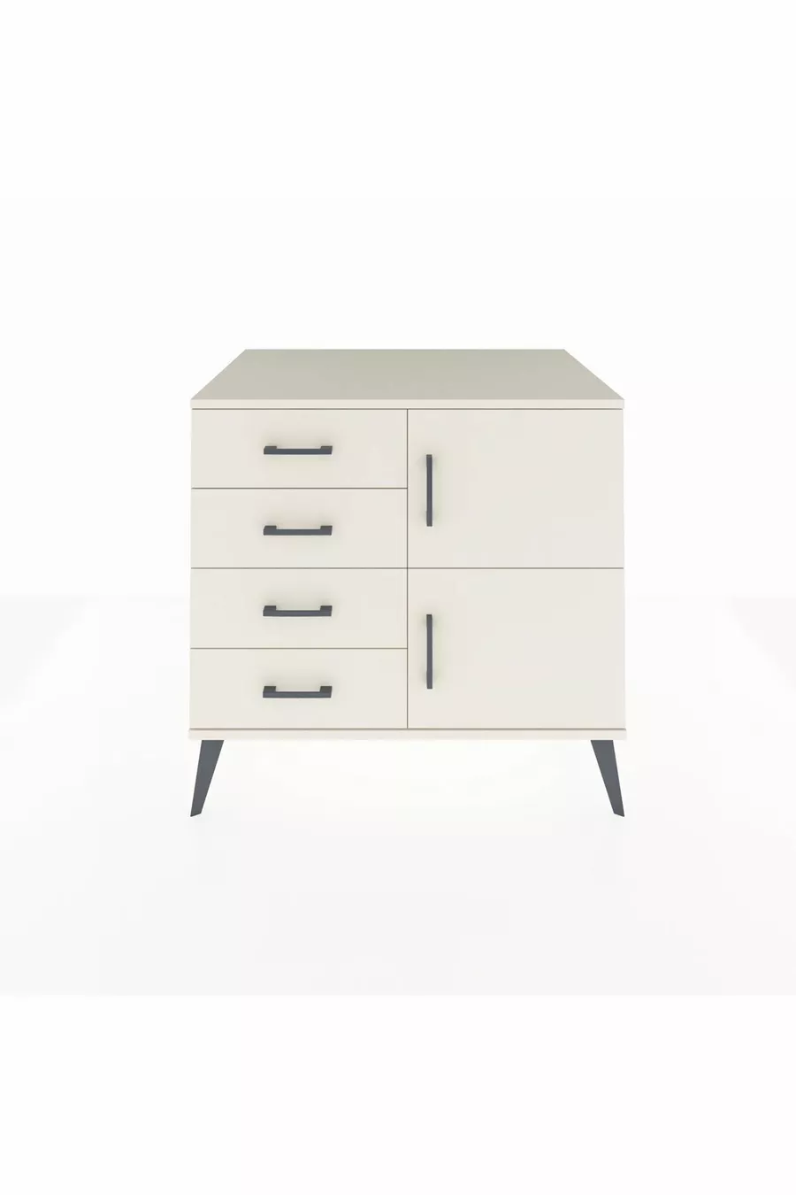 Commode Kronos avec une étagère, 4 tiroirs et 2 portes, couleur Pierre de Lune