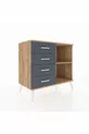 Commode Hyperion à une étagère, 4 tiroirs, Pin-Pin/Anthracite