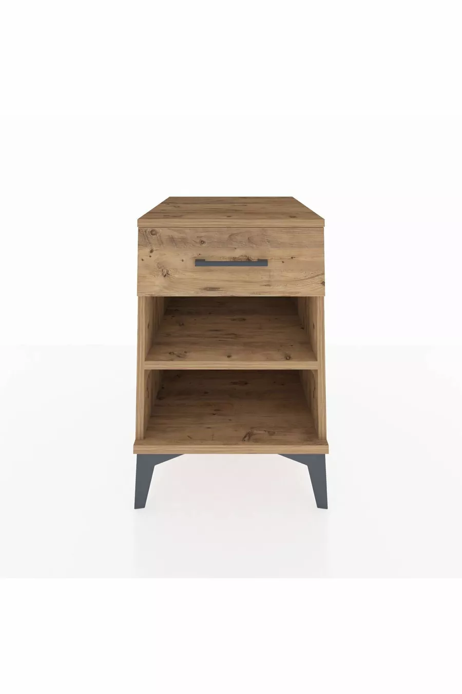 Table de chevet Kronos avec une étagère et un tiroir, pin-pin