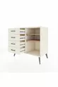 Commode Hyperion 2 étagères 4 tiroirs Nacré-Pin/Nacré