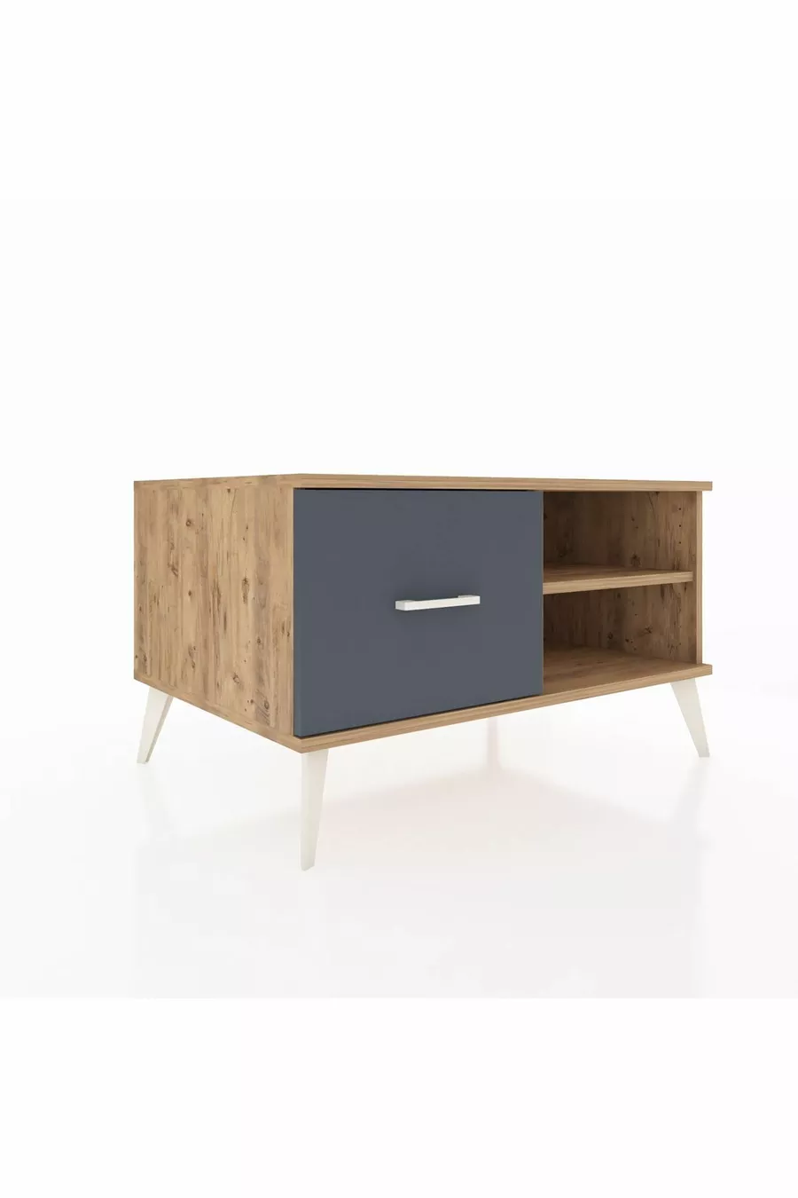 Commode Kronos à une étagère et un tiroir, pin-pin/anthracite