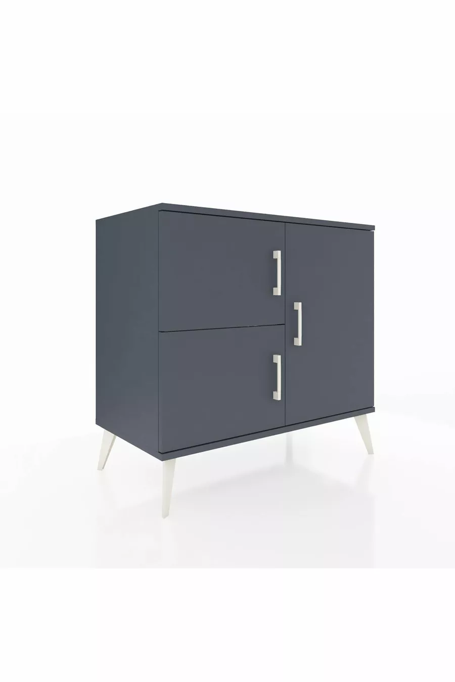 Commode Hyperion 2 étagères 3 portes Anthracite-Anthracite/Marbre