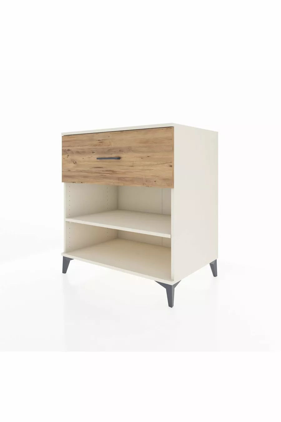 Commode Kronos à une étagère et un tiroir, Pierre de lune-Pin