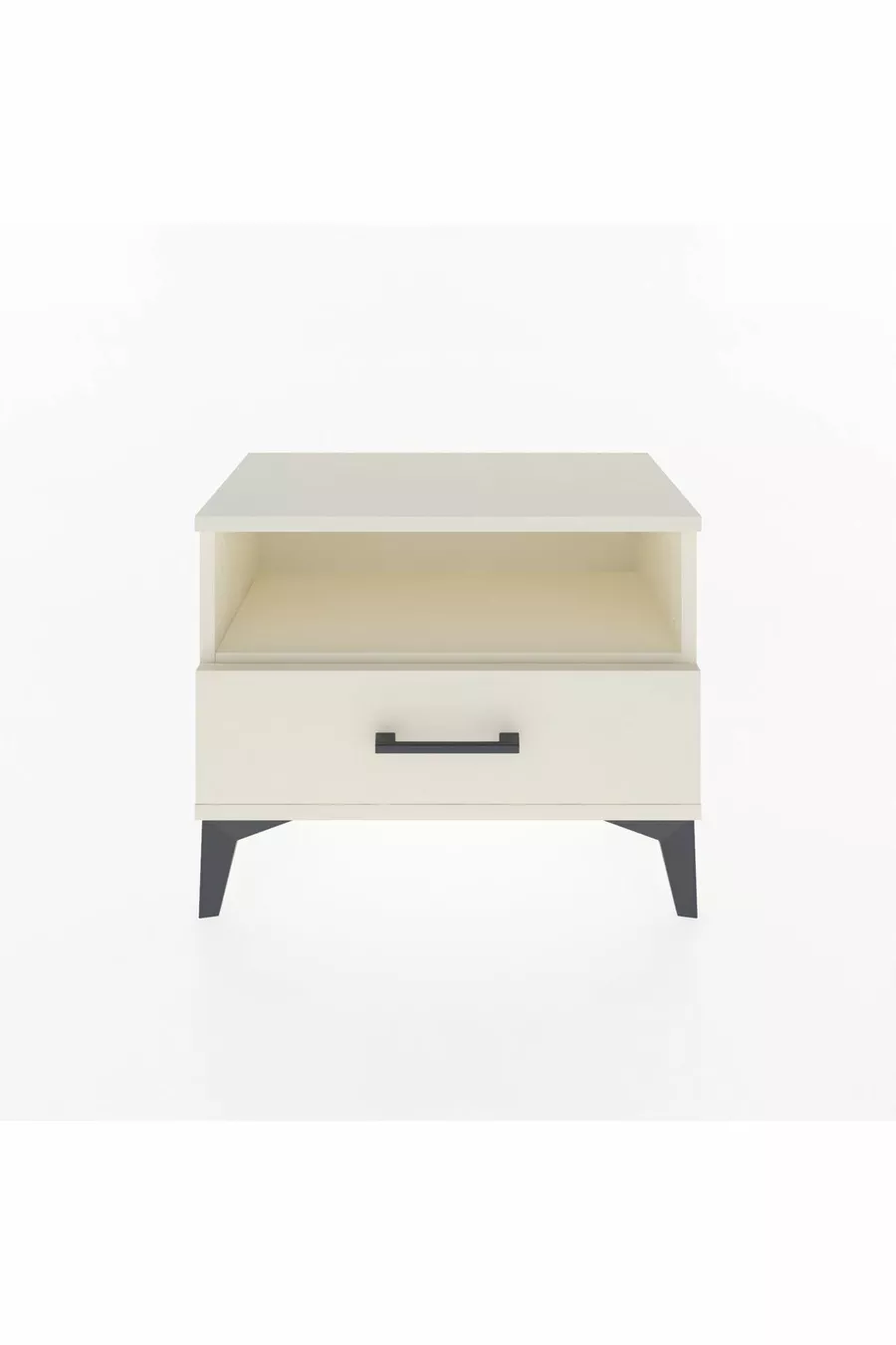 Table de chevet Arges à une étagère et un tiroir, couleur Pierre de Lune