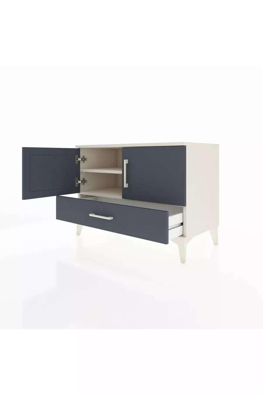 Commode Hyperion 2 étagères 1 tiroir 2 portes Pierre de lune-Anthracite