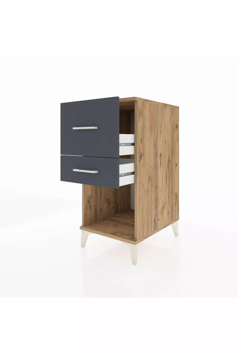 Chevet Kronos 2 tiroirs Pin-Anthracite